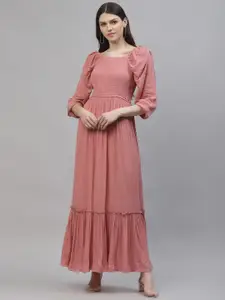 Athena Women Pink Solid Maxi Dress