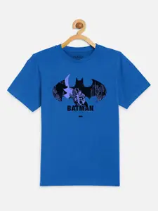 Kids Ville Boys Blue Batman Printed Round Neck Pure Cotton T-shirt