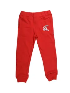 Looney Tunes Boys Red Solid Straight-Fit Joggers