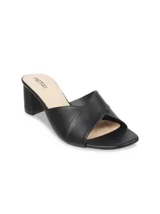 Metro Women Black Solid Block Heels