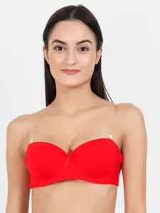 Lebami Red & Transparent Solid Non-Wired Lightly Padded Everyday Bra