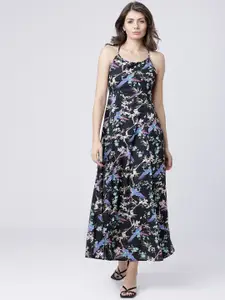 Tokyo Talkies Women Black & Blue Floral Printed Maxi Dress