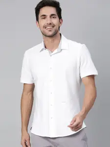 RARE RABBIT Men White Regular Fit Solid Casual Shirt