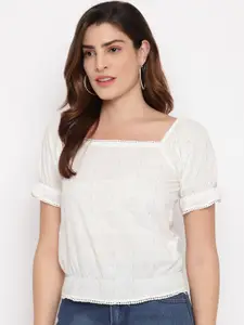 Marc loire white puff sleeves pure cotton regular top