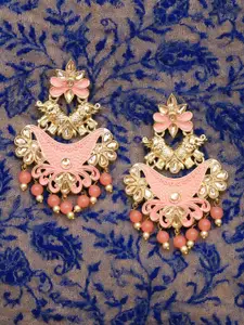 Crunchy Fashion Pink Gold-Plated Contemporary Chandbalis