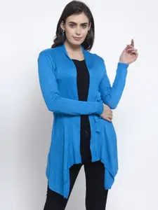 KLOTTHE Women Blue Solid Tie-Up Shrug