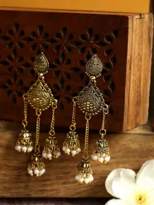 ANIKAS CREATION Gold-Toned Contemporary Jhumkas