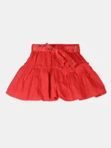 Cherokee Girls Coral Red Solid Regular Shorts