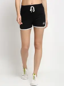 Rute Women Black Solid Slim Fit Sports Shorts