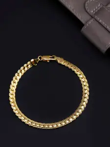 Yellow Chimes Men Gold-Toned Stainless Steel Gold-Plated Link Bracelet