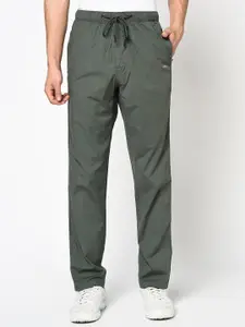 Octave Men Olive Green Solid Track Pants