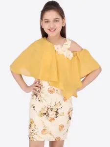 CUTECUMBER Girls Yellow Printed A-Line Dress
