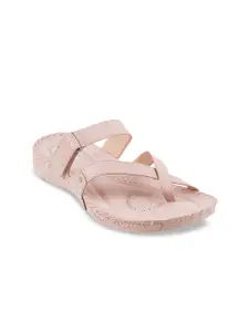 Mochi Women Pink Solid Open Toe Flats