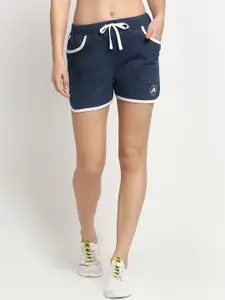 Rute Women Blue Solid Slim Fit Sports Shorts
