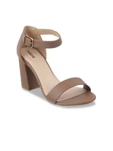 Mochi Women Beige Solid Block Heels