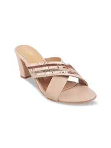 Metro Women Beige Embellished Sandals
