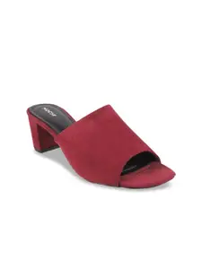 Mochi Women Maroon Solid Block Heels