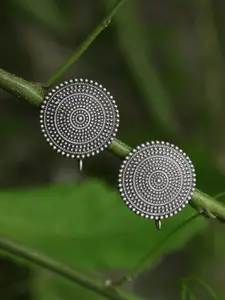 Adwitiya Collection Silver-Toned Circular Studs