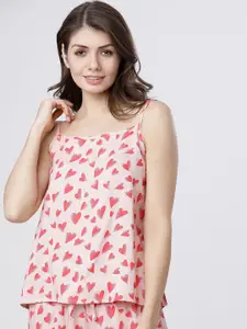 Tokyo Talkies Pink Printed Camisole Lounge Top