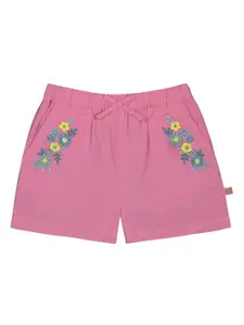 Budding Bees Girls Pink Solid Regular Fit Regular Shorts