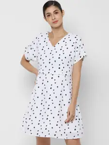 Allen Solly Woman Women White Printed Fit and Flare Dress