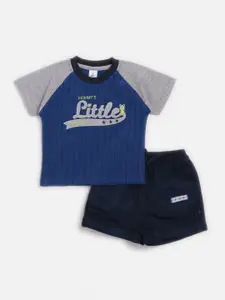 TOFFY HOUSE Boys Blue & Grey Striped T-shirt with Shorts
