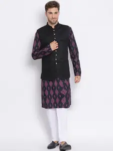 Hangup Men Black Solid Kurta with Pyjamas