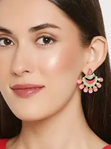 OOMPH Pink & Green Contemporary Chandbalis