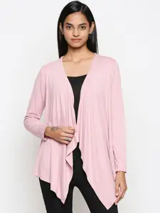 Honey by Pantaloons Women Pink Solid Open Front Shrug