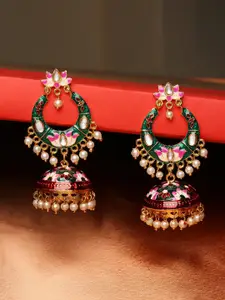 OOMPH Green Dome Shaped Jhumkas