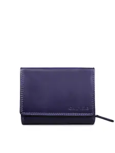 CALFNERO Women Purple Solid Leather Three Fold Wallet
