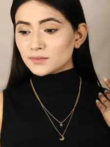 Priyaasi Set Of 2 Gold-Toned & Silver-Toned Layered Necklace