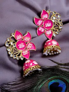 Crunchy Fashion Pink Contemporary Jhumkas