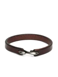OOMPH Men Brown Leather Handcrafted Wraparound Bracelet