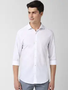 Peter England Men White Slim Fit Self Design Casual Shirt