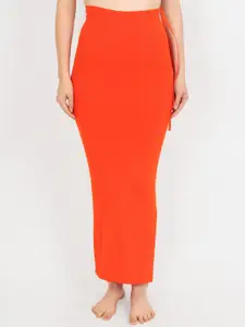 Beau Design Women Orange Solid Saree Shapewear