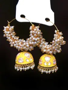 Crunchy Fashion Gold-Toned Contemporary Jhumkas