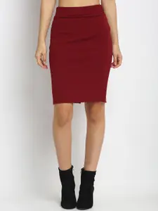 NEUDIS Maroon Pencil Knee-Length Skirt