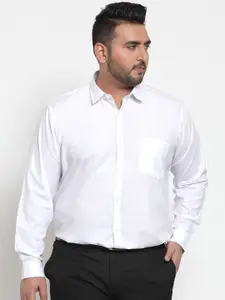 plusS Men White Classic Regular Fit Solid Formal Shirt