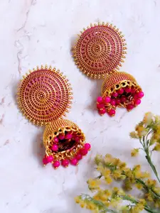 Crunchy Fashion Gold-Toned Contemporary Jhumkas