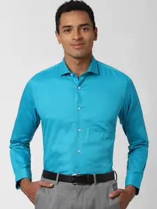 Peter England Men Blue Regular Fit Solid Casual Shirt
