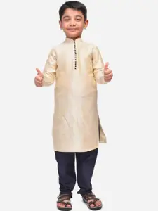 NAMASKAR Boys Cotton Blend Self Design Kurta with Churidar