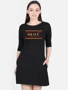 Free Authority Women Harry Potter Black Printed Cotton T-shirt Dress