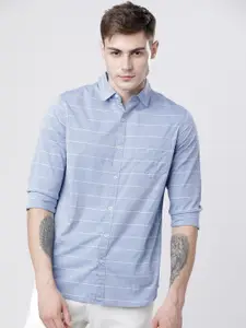 HIGHLANDER Men Blue Slim Fit Striped Casual Shirt