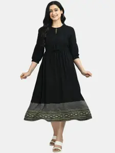 Aaruvi Ruchi Verma Women Black Solid Maternity Fit and Flare Dress