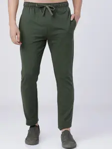 HIGHLANDER Men Olive Green Solid Slim-Fit Track Pants