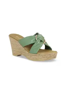 Inc 5 Women Green Solid Sandals