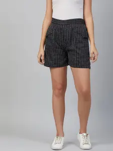 Marie Claire Women Black Striped Regular Fit Regular Shorts