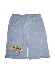 KiddoPanti Boys Grey Melange Solid Cotton Regular Shorts