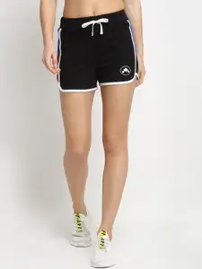 Rute Women Black Solid Slim Fit Sports Shorts